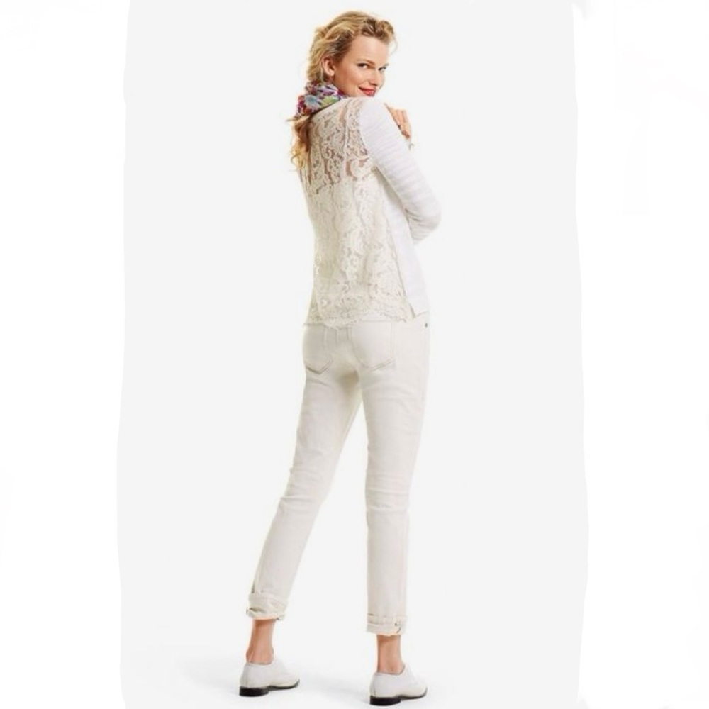 Cabi Sophia White Sweater with Lace Back M